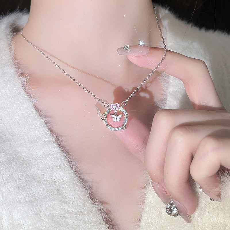 Pink Butterfly Necklace | Effortless Garden Grace Timeless Luxury