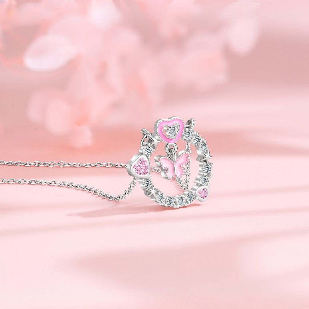 Pink Butterfly Necklace | Effortless Garden Grace Timeless Luxury