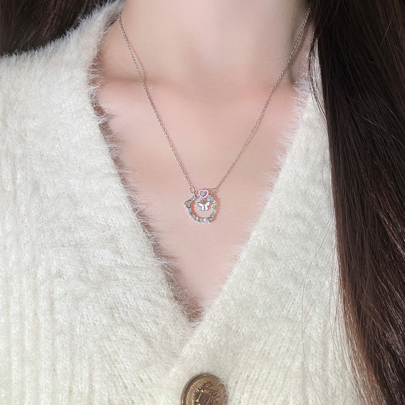 Pink Butterfly Necklace | Effortless Garden Grace Timeless Luxury