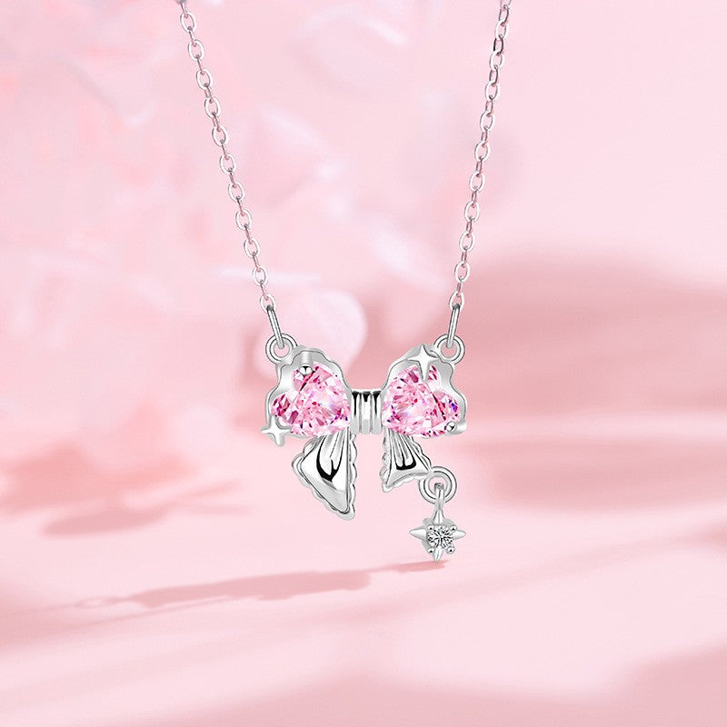 Pink Ribbon Bow Necklace | Effortless Everyday Feminine Elegance