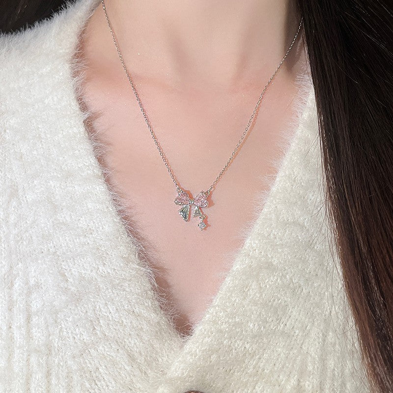 Pink Ribbon Bow Necklace | Effortless Everyday Feminine Elegance