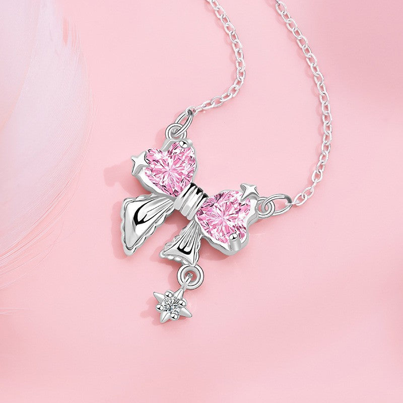 Pink Ribbon Bow Necklace | Effortless Everyday Feminine Elegance