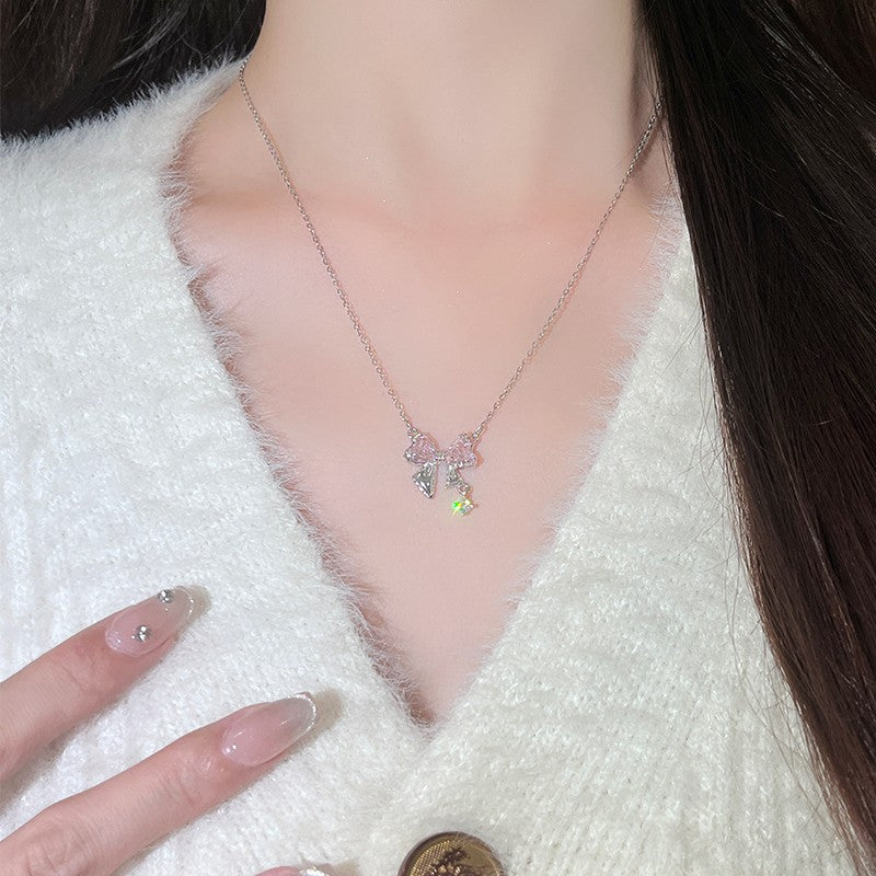 Pink Ribbon Bow Necklace | Effortless Everyday Feminine Elegance