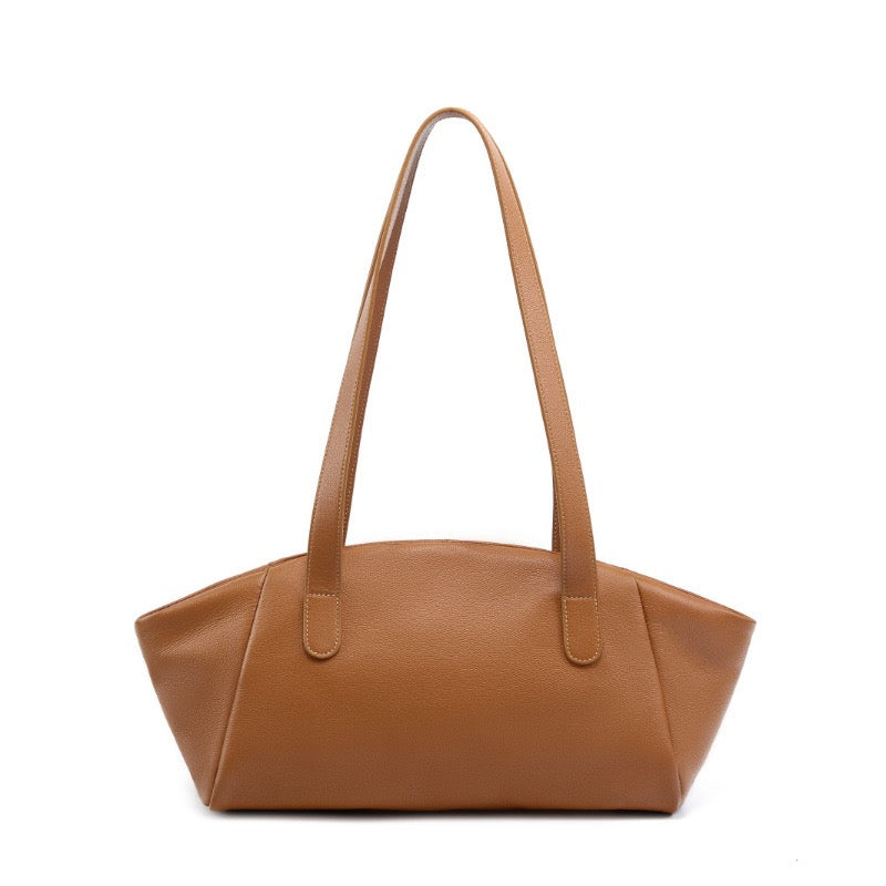Women’s Genuine Leather Tote | Winged Pleated Commuter Elegance