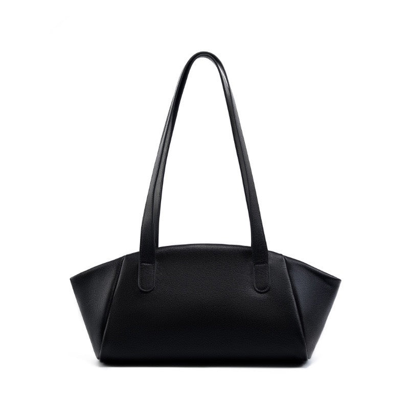 Women’s Genuine Leather Tote | Winged Pleated Commuter Elegance