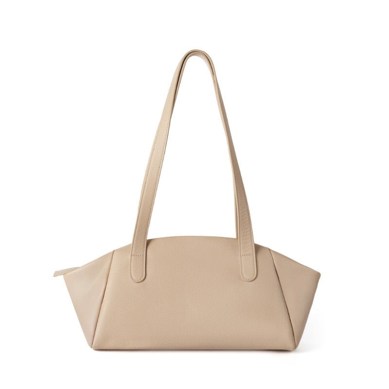 Women’s Genuine Leather Tote | Winged Pleated Commuter Elegance