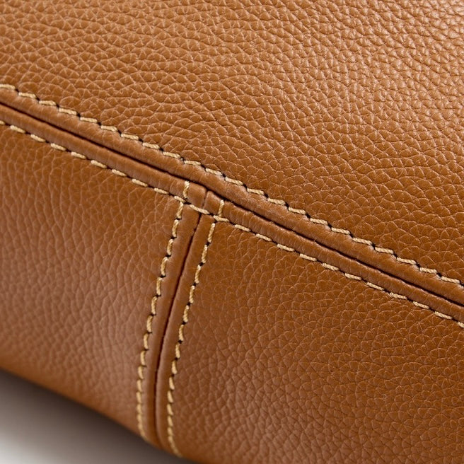 Women’s Genuine Leather Tote | Winged Pleated Commuter Elegance