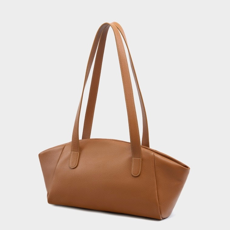 Women’s Genuine Leather Tote | Winged Pleated Commuter Elegance