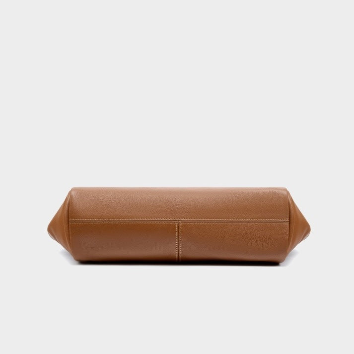 Women’s Genuine Leather Tote | Winged Pleated Commuter Elegance