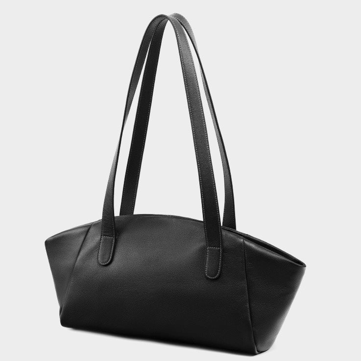 Women’s Genuine Leather Tote | Winged Pleated Commuter Elegance