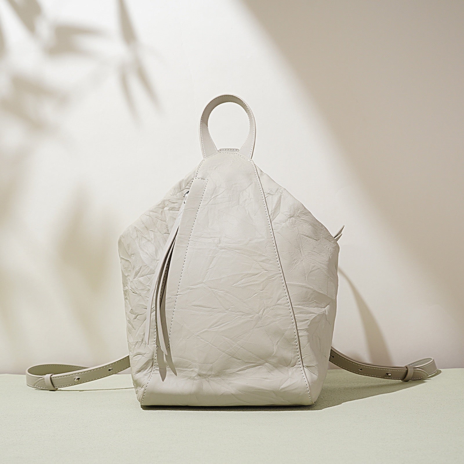 Women’s Pleated Leather Convertible Backpack | Effortless Modern Elegance