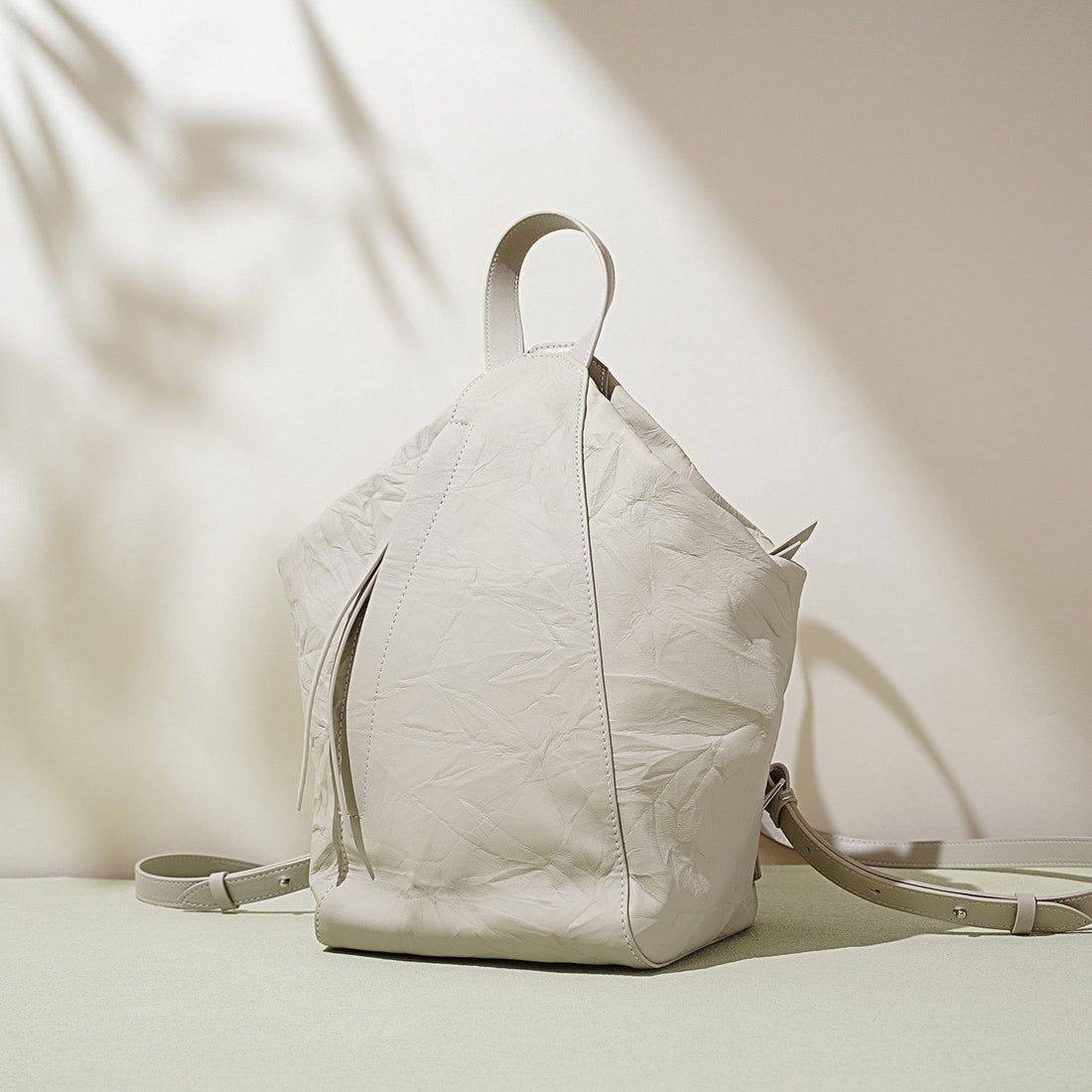 Women’s Pleated Leather Convertible Backpack | Effortless Modern Elegance