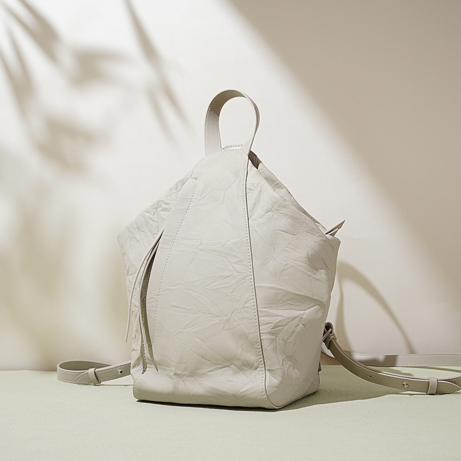 Women’s Pleated Leather Convertible Backpack | Effortless Modern Elegance