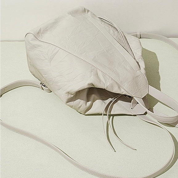 Women’s Pleated Leather Convertible Backpack | Effortless Modern Elegance
