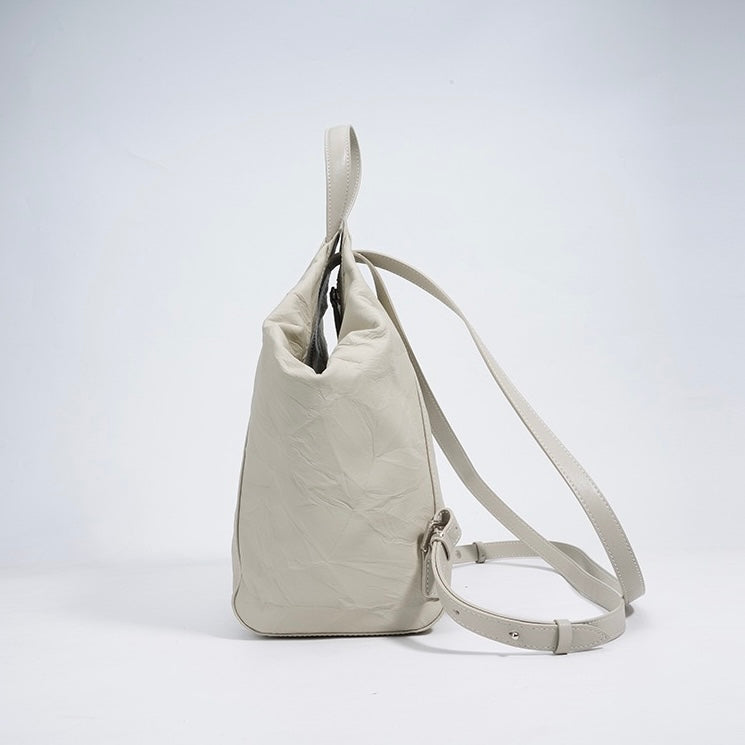 Women’s Pleated Leather Convertible Backpack | Effortless Modern Elegance