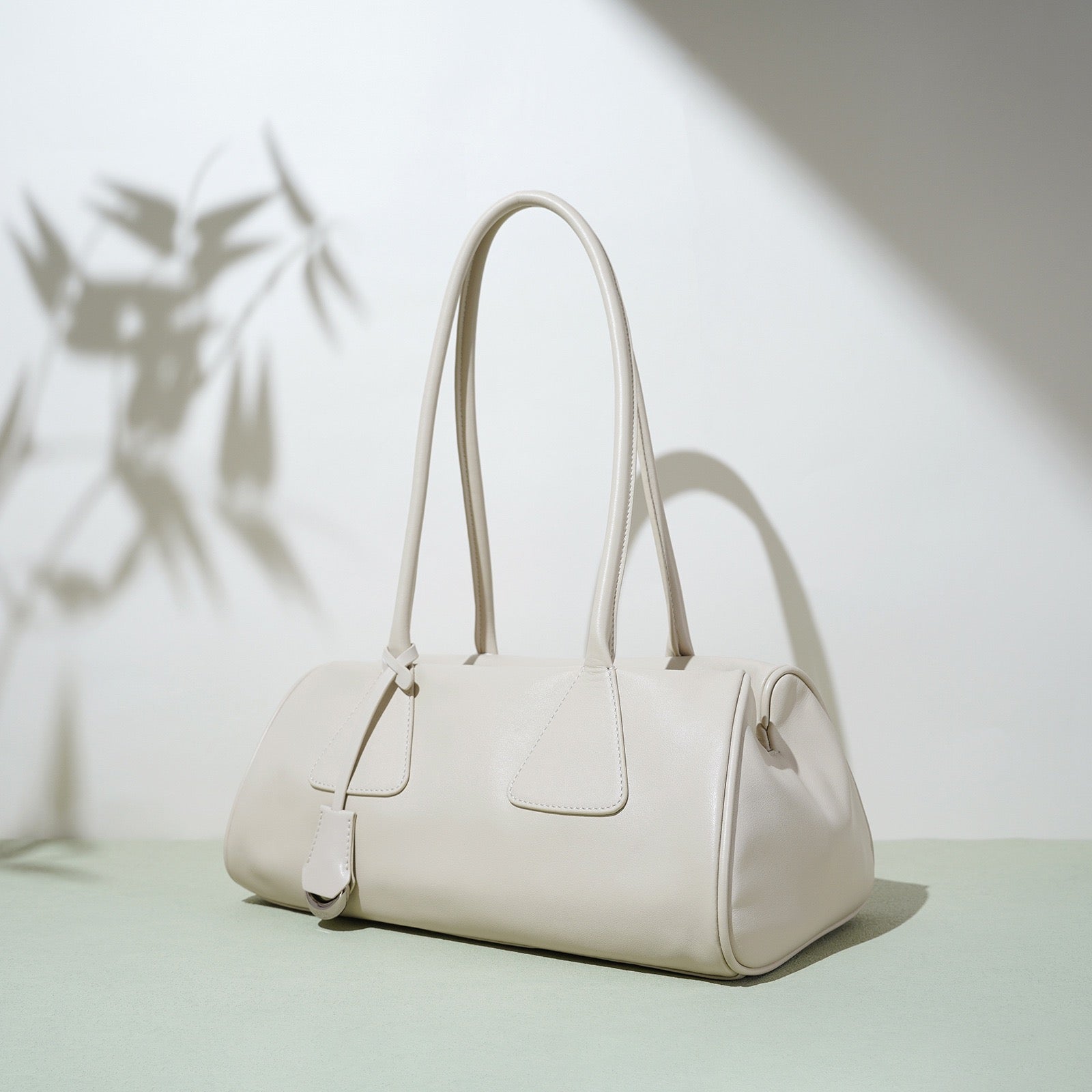 Genuine Leather Pillow Shoulder Baguette Bag | Effortless French Elegance