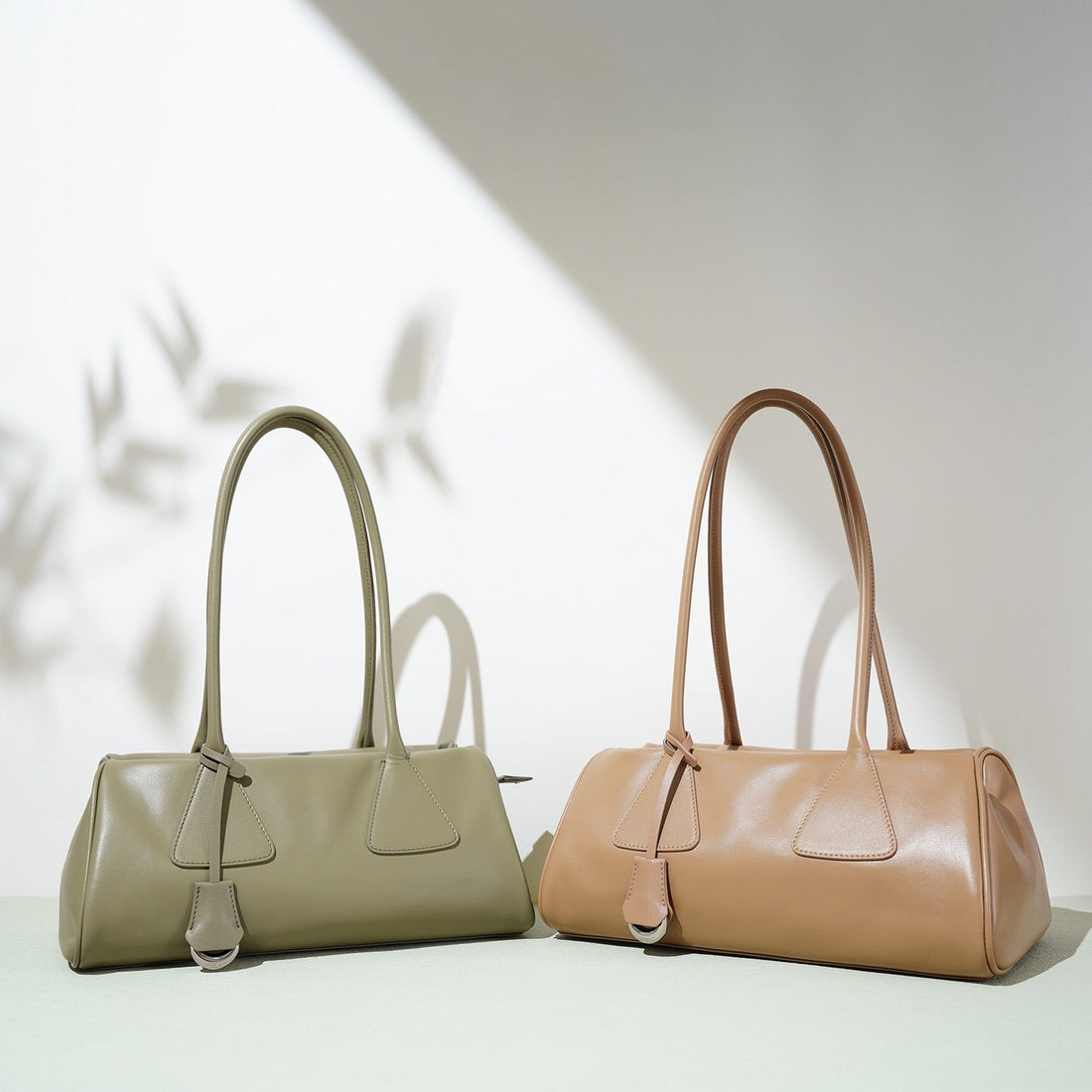 Genuine Leather Pillow Shoulder Baguette Bag | Effortless French Elegance