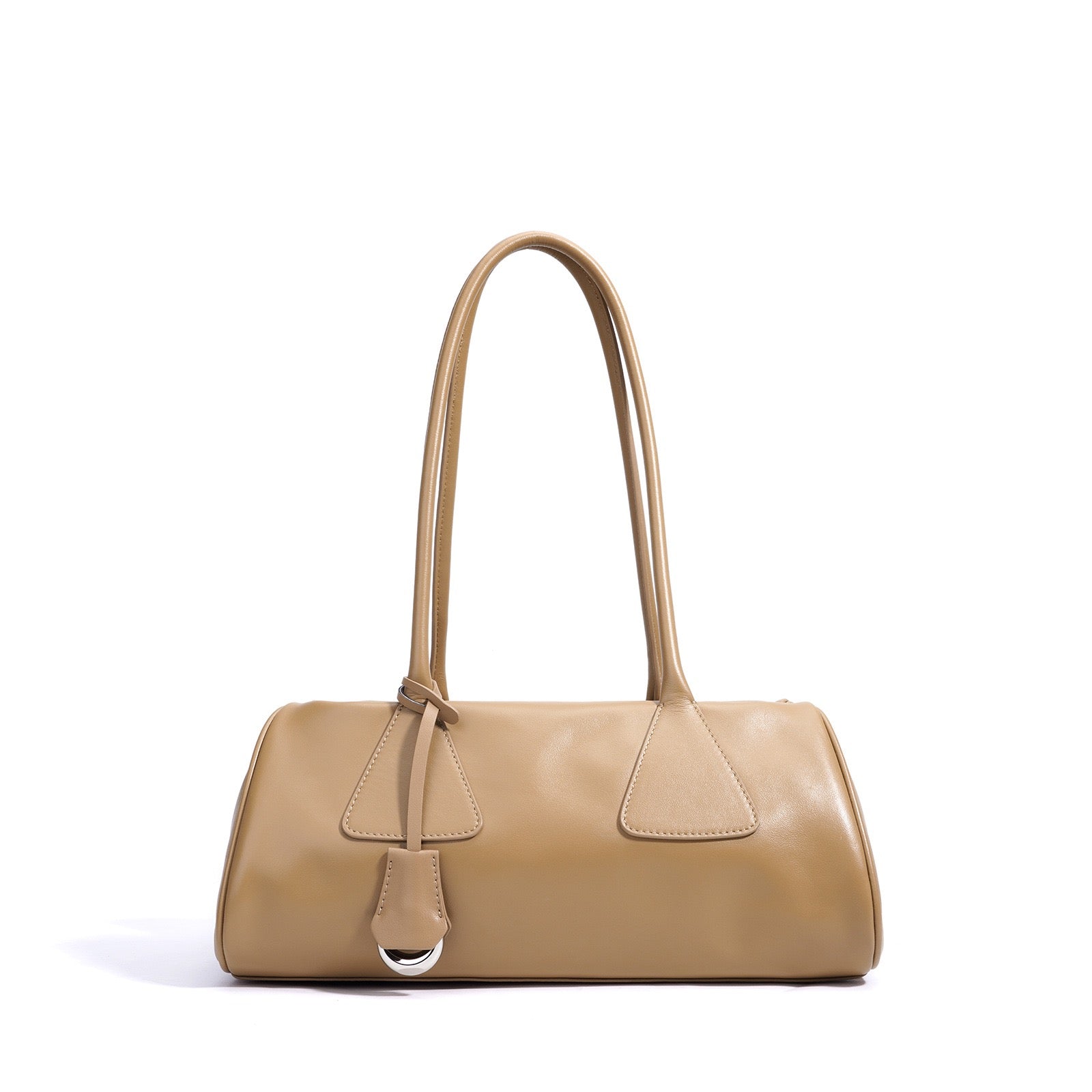 Genuine Leather Pillow Shoulder Baguette Bag | Effortless French Elegance