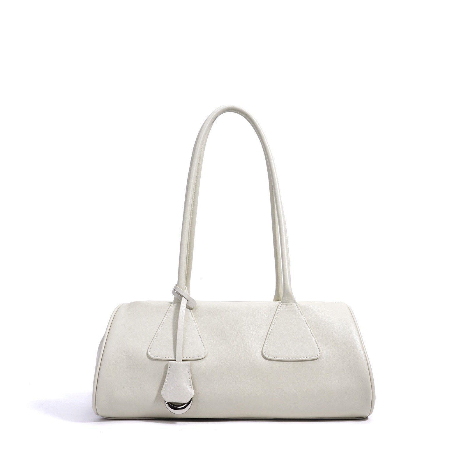 Genuine Leather Pillow Shoulder Baguette Bag | Effortless French Elegance