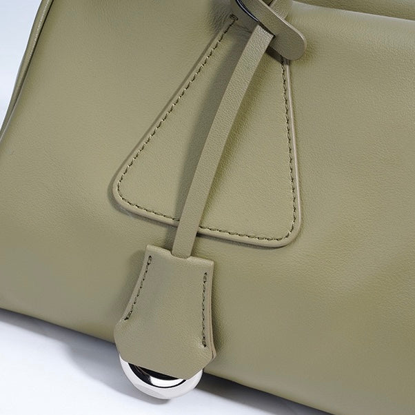 Genuine Leather Pillow Shoulder Baguette Bag | Effortless French Elegance