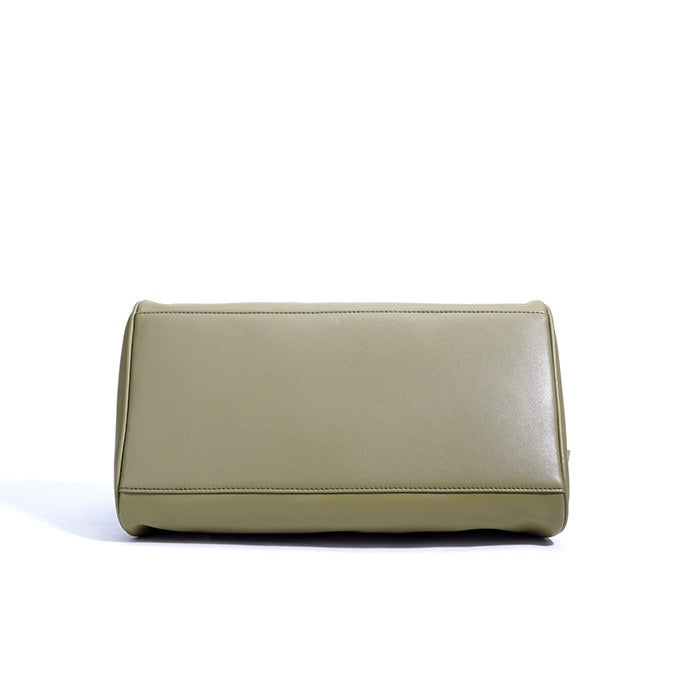 Genuine Leather Pillow Shoulder Baguette Bag | Effortless French Elegance