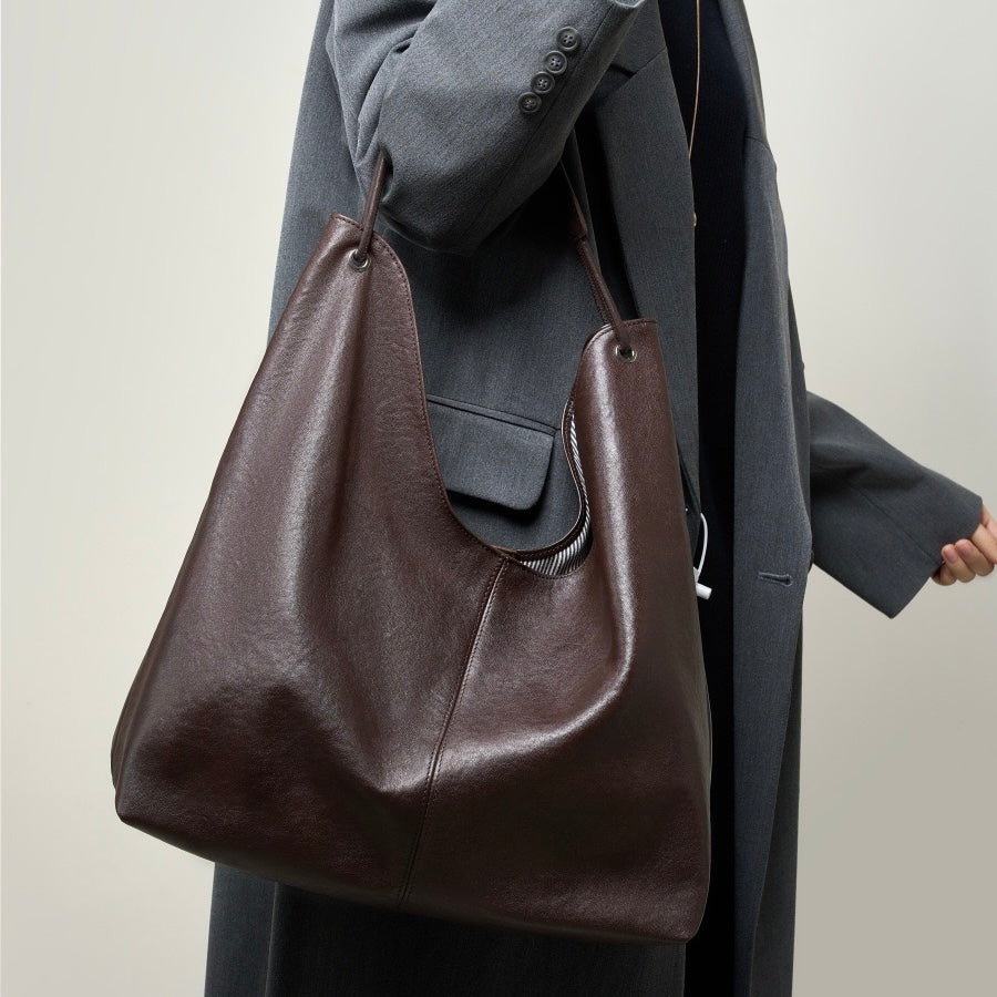 Premium Genuine Leather Tote Bag | Effortless Large-Capacity Minimalist Elegance