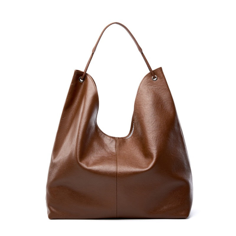 Premium Genuine Leather Tote Bag | Effortless Large-Capacity Minimalist Elegance