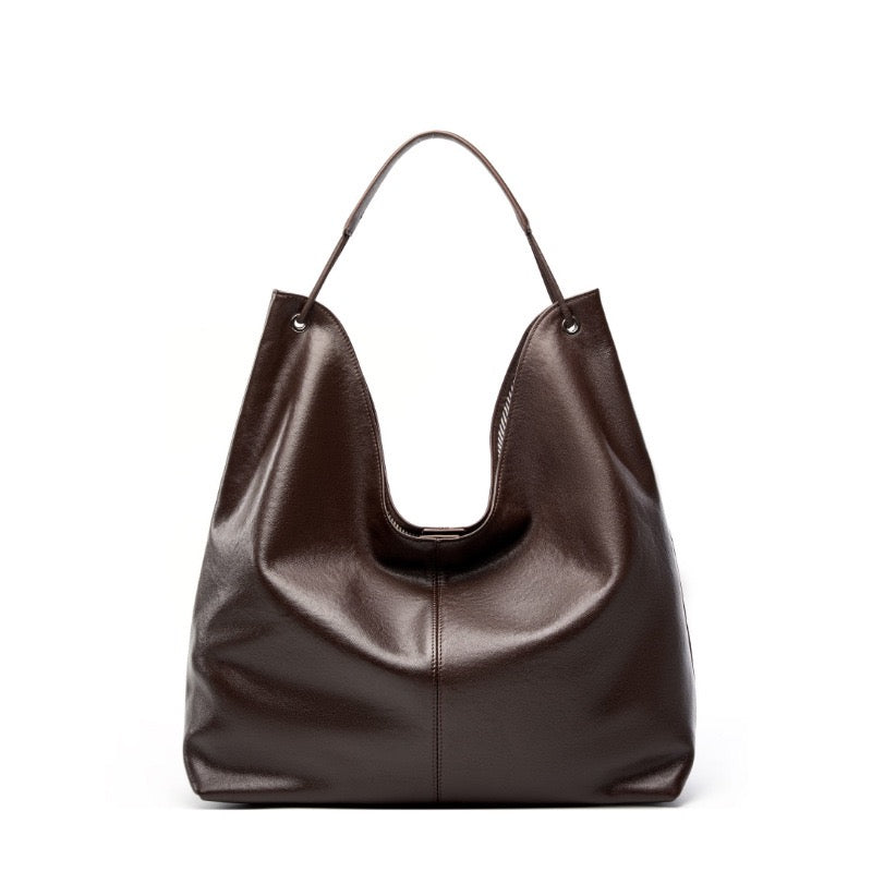 Premium Genuine Leather Tote Bag | Effortless Large-Capacity Minimalist Elegance