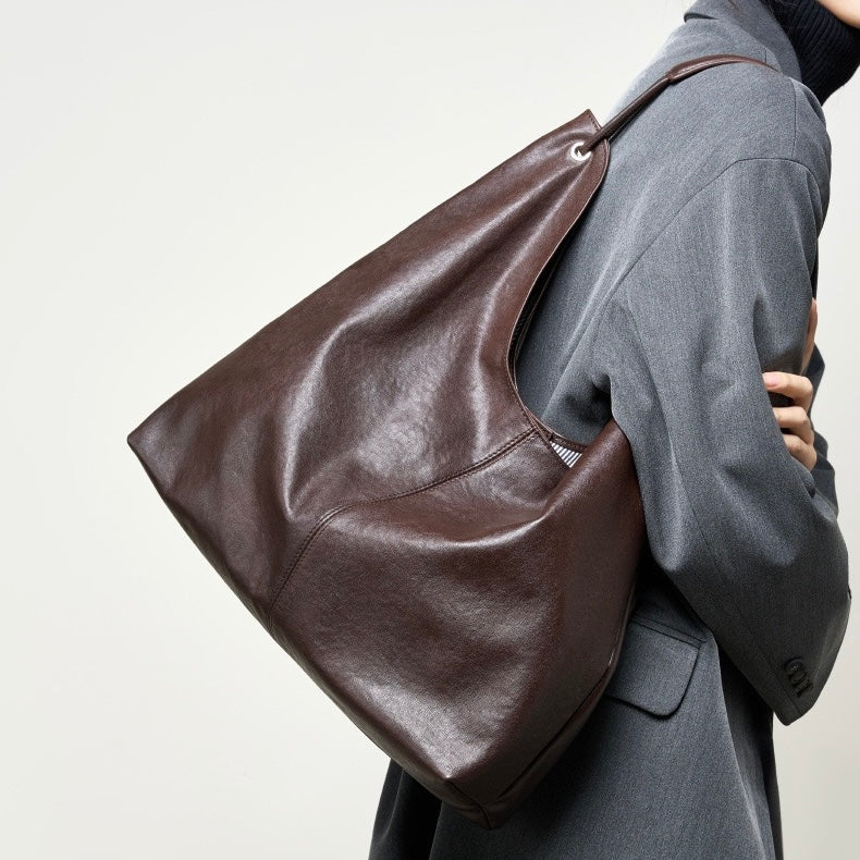 Premium Genuine Leather Tote Bag | Effortless Large-Capacity Minimalist Elegance