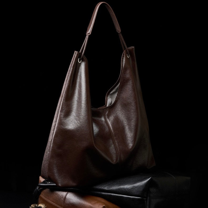 Premium Genuine Leather Tote Bag | Effortless Large-Capacity Minimalist Elegance