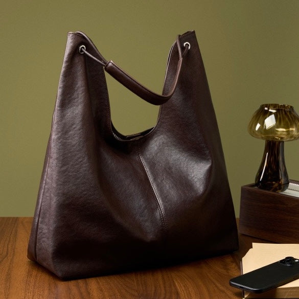 Premium Genuine Leather Tote Bag | Effortless Large-Capacity Minimalist Elegance