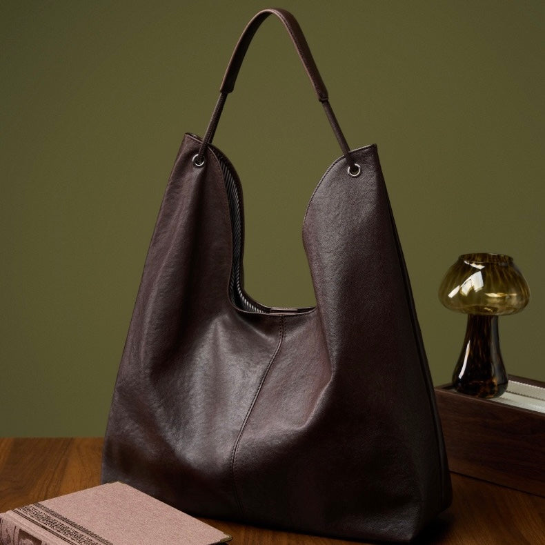 Premium Genuine Leather Tote Bag | Effortless Large-Capacity Minimalist Elegance