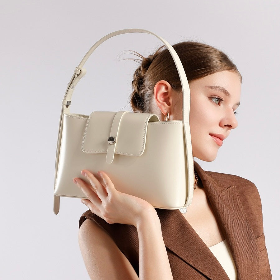 Leather Handheld Shoulder Bag | Effortless Versatile Commuter Elegance