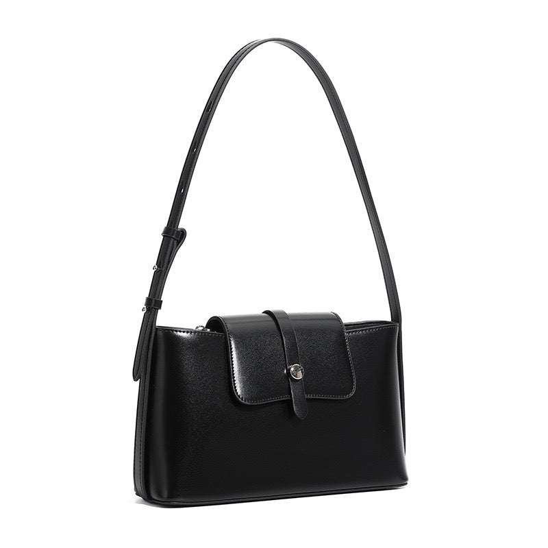 Leather Handheld Shoulder Bag | Effortless Versatile Commuter Elegance