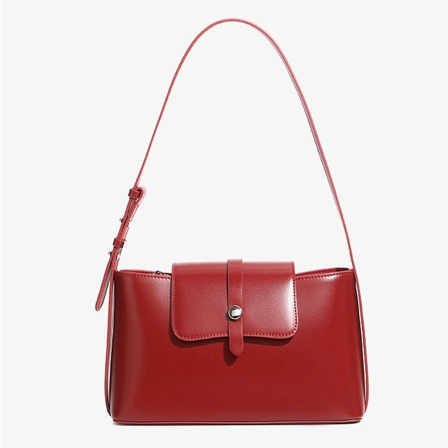 Leather Handheld Shoulder Bag | Effortless Versatile Commuter Elegance