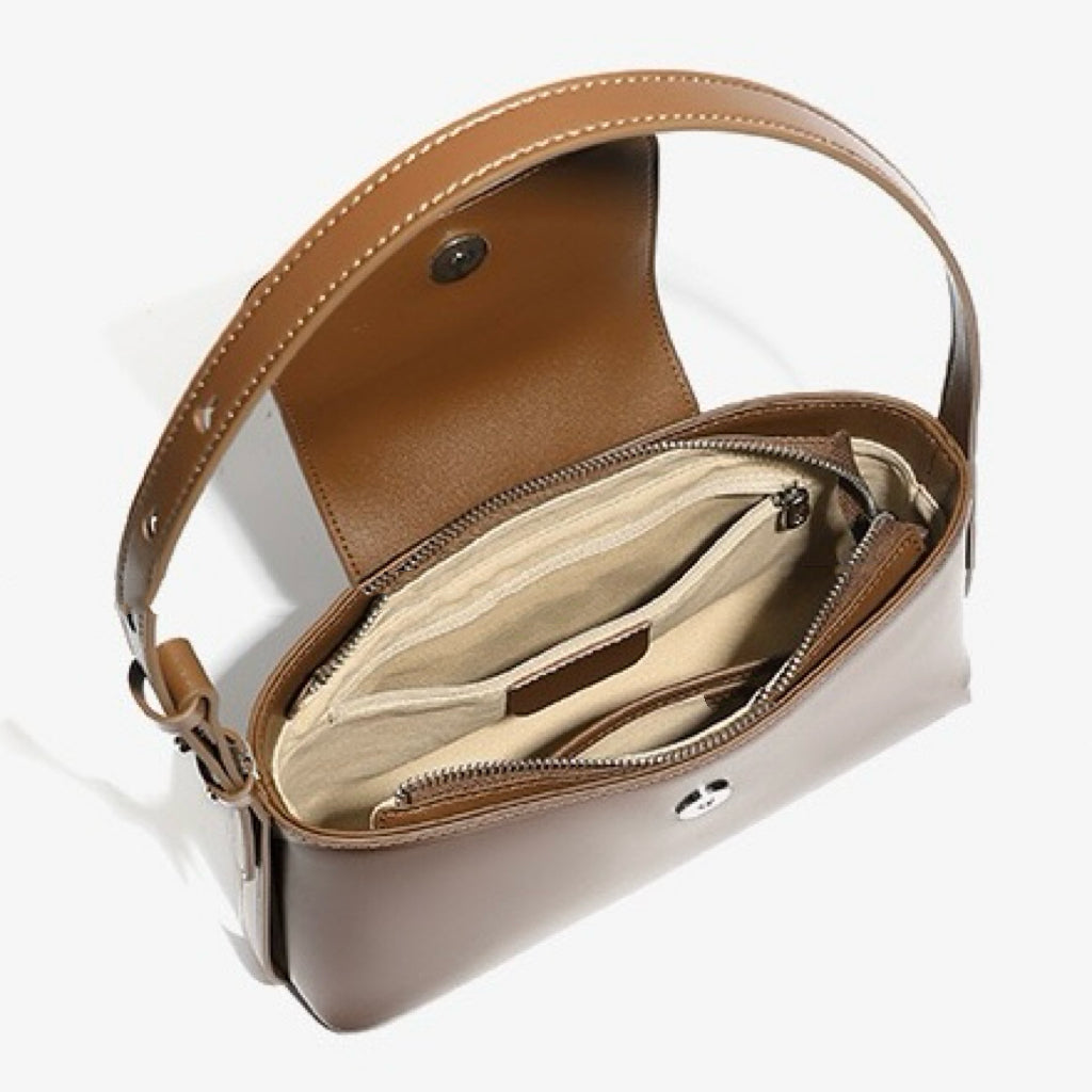 Leather Handheld Shoulder Bag | Effortless Versatile Commuter Elegance