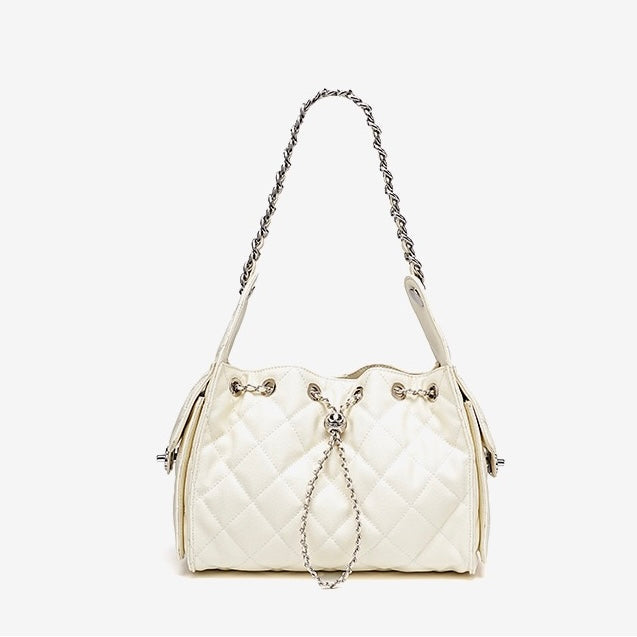 Genuine Leather Bucket Crossbody Bag | Caviar Pattern Effortless Elegance