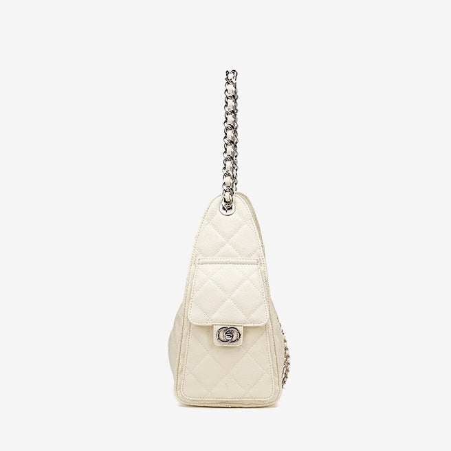 Genuine Leather Bucket Crossbody Bag | Caviar Pattern Effortless Elegance