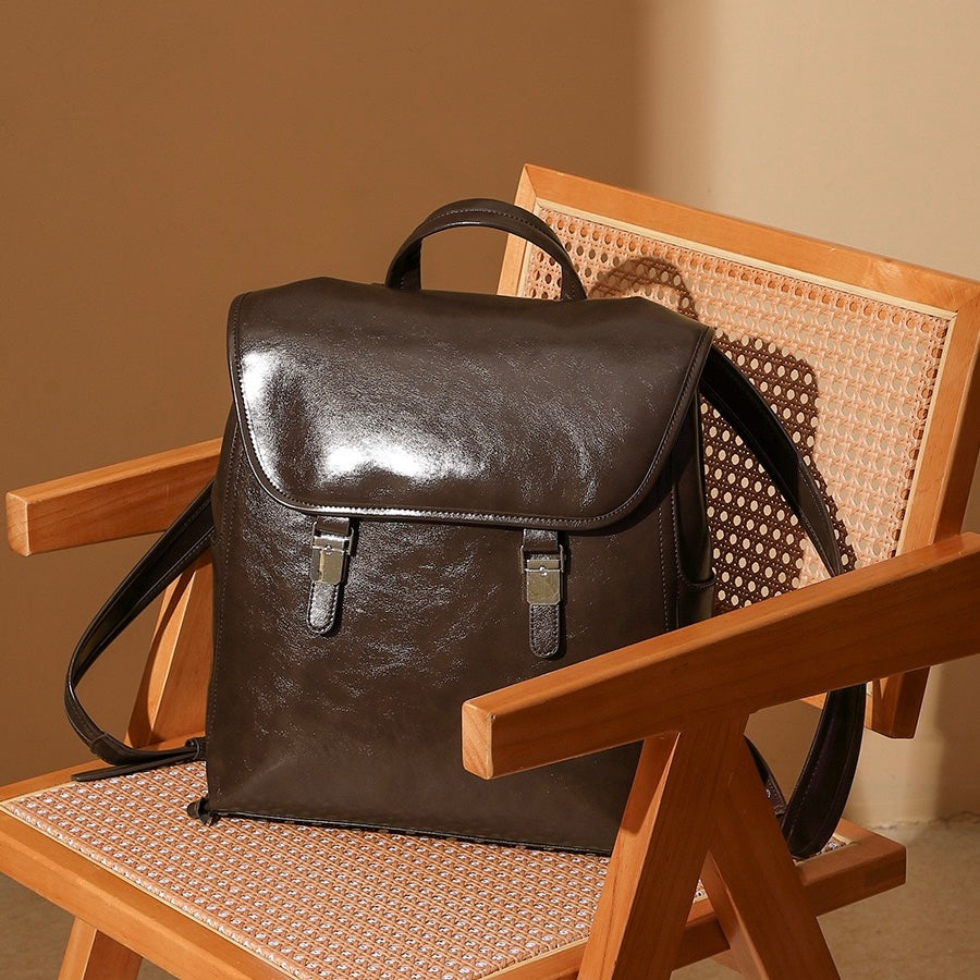 Genuine Leather Unisex Backpack | Effortless Vintage Bronze Elegance