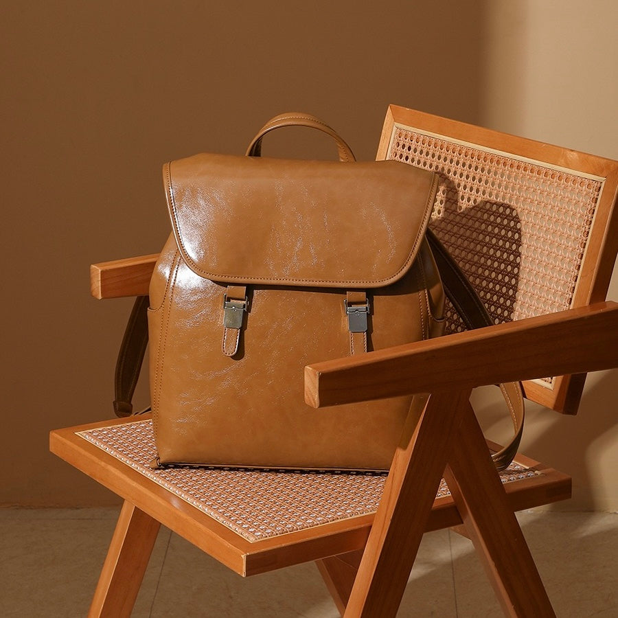 Genuine Leather Unisex Backpack | Effortless Vintage Bronze Elegance