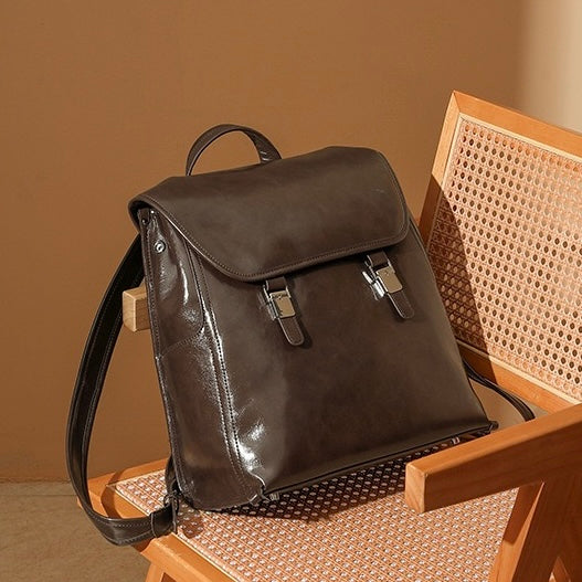 Genuine Leather Unisex Backpack | Effortless Vintage Bronze Elegance