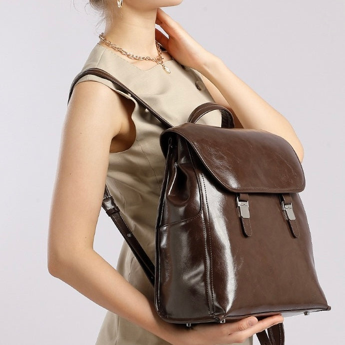 Genuine Leather Unisex Backpack | Effortless Vintage Bronze Elegance