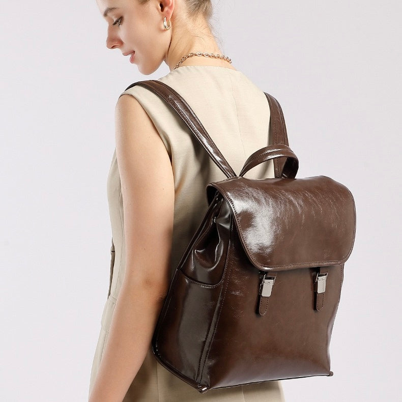 Genuine Leather Unisex Backpack | Effortless Vintage Bronze Elegance