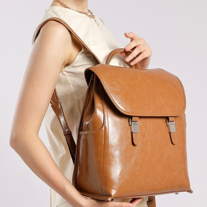 Genuine Leather Unisex Backpack | Effortless Vintage Bronze Elegance
