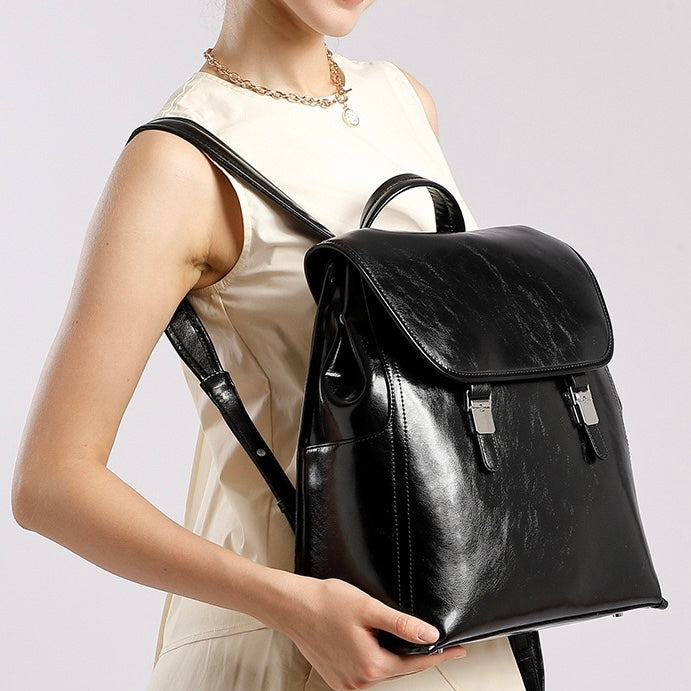 Genuine Leather Unisex Backpack | Effortless Vintage Bronze Elegance