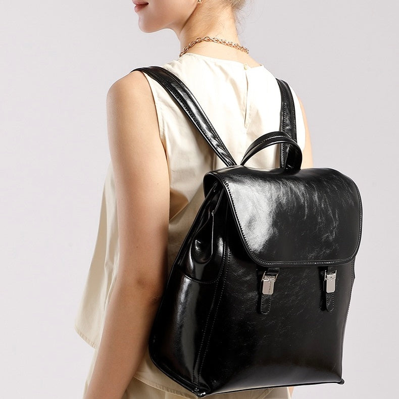 Genuine Leather Unisex Backpack | Effortless Vintage Bronze Elegance