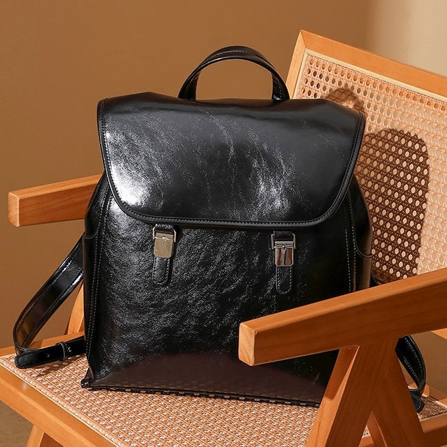 Genuine Leather Unisex Backpack | Effortless Vintage Bronze Elegance