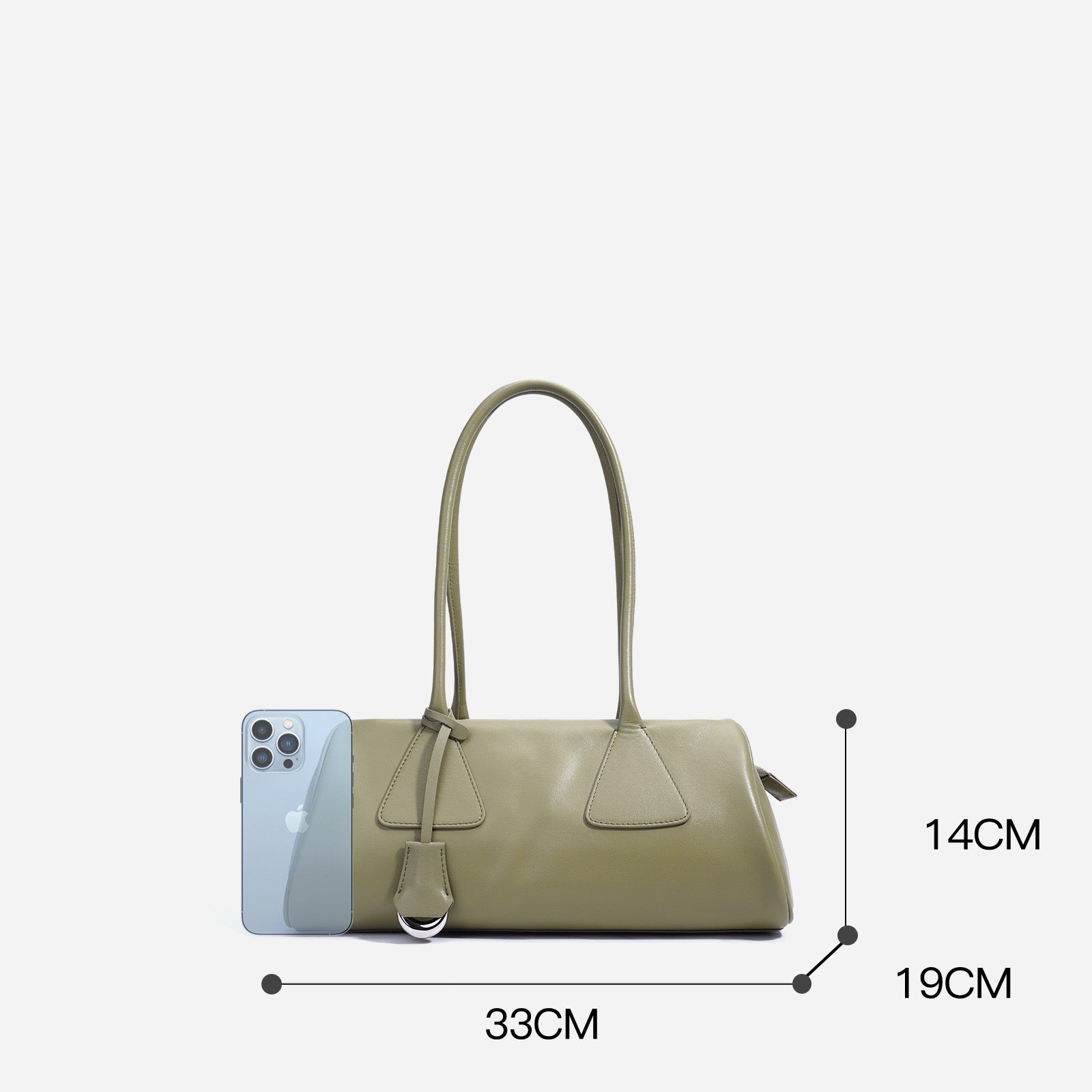 Genuine Leather Pillow Shoulder Baguette Bag | Effortless French Elegance