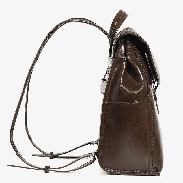 Genuine Leather Unisex Backpack | Effortless Vintage Bronze Elegance