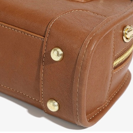 Women’s Genuine Leather Boston Crossbody Bag | Understated Dachshund Charm